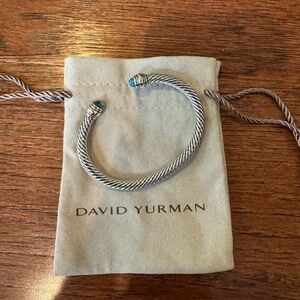 David Yurman Silver Bracelet with Blue Topaz Accents